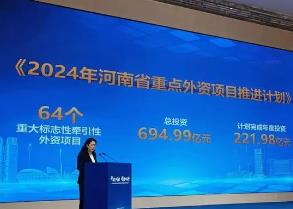 2024年河南省重点外资项目推进计划发布 总投资694.99亿元
