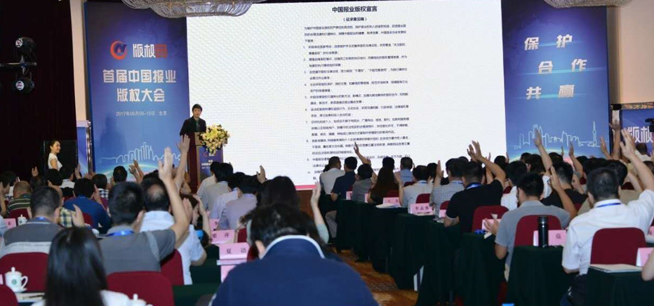 与会代表举手通过《中国报业版权自律宣言》
