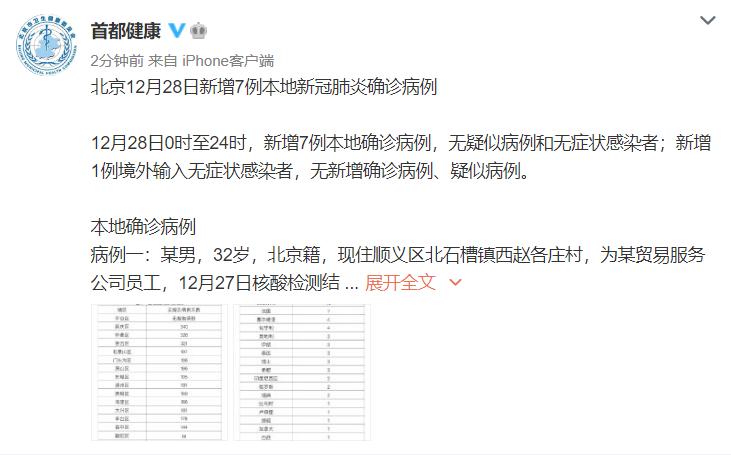 北京新增7例本地新冠肺炎确诊病例 均在顺义区