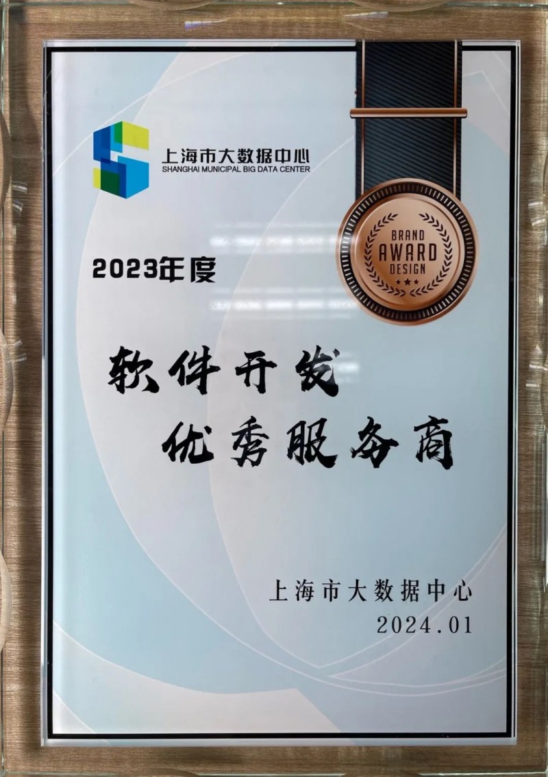 雷火电竞新点软件荣获上海市大数据中心2023年度软件开发优秀服务商奖(图1)