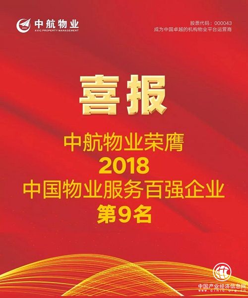 中航物业荣登百强企业综合实力第九