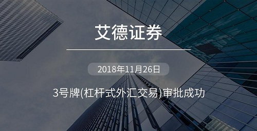 艾德证券荣获香港证监会颁发的3号受规管活动牌照