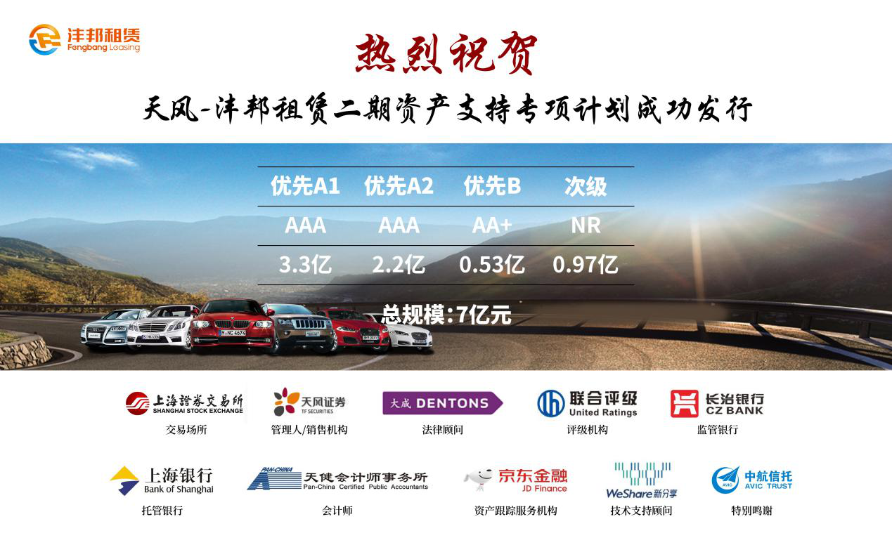 沣邦租赁再发7亿元ABS 多元化融资助力业务发展