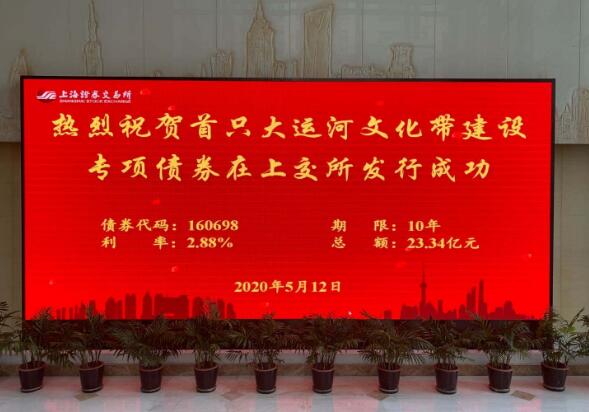 江苏发行全国首只大运河文化带建设专项债券