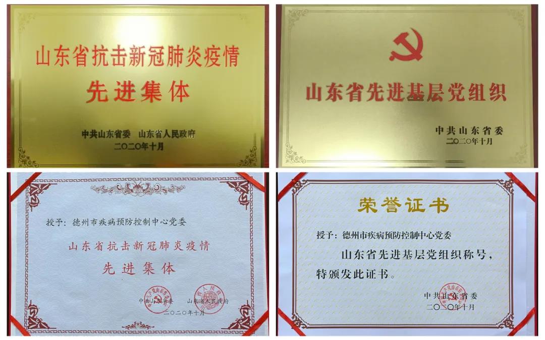 德州市疾控中心党委荣获“山东省抗击新冠肺炎疫情先进集体”“山东省先进基层党组织”称号