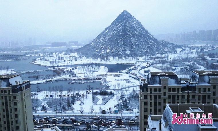 济南主城区迎首场降雪 银装素裹美如画