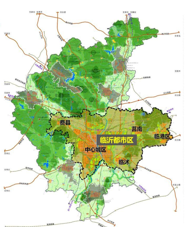 临沂市域空间布局：一心引领 三极联动 两轴集聚 多点相拥