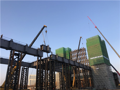 武汉路祊河桥工程主跨顺利合龙