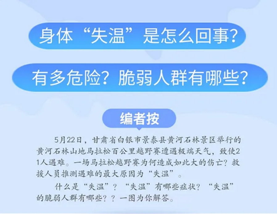 甘肃马拉松事件，教我们认识“失温”