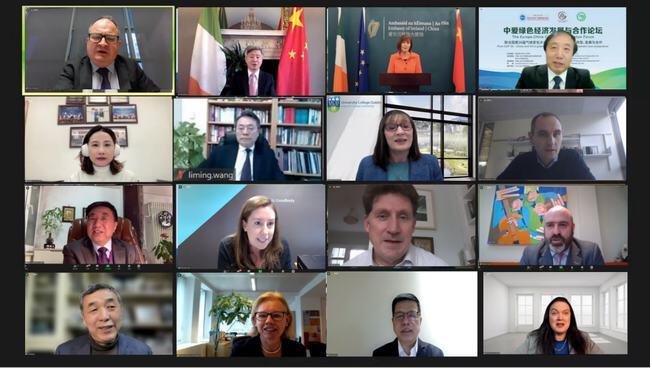 首届“中爱绿色经济发展与合作论坛”在线上举行