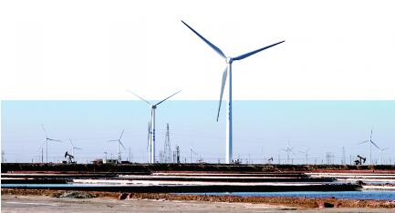 山东东营：盐碱荒滩上崛起百亿元级风电产业园