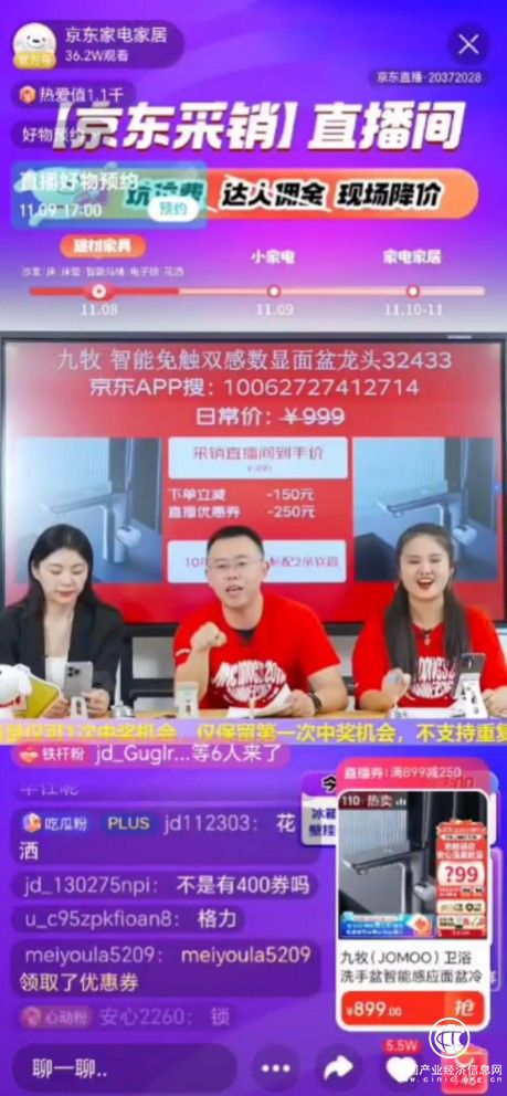 京东采销直播间11.11带火东哥同款水龙头 双日成交额同比去年增长50倍