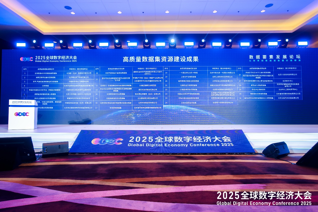 全球数字经济大会 亿海蓝入选首批北京市高质量数据集