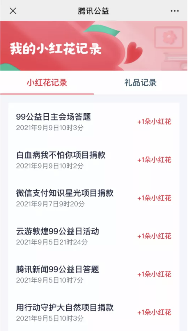 小红花记录