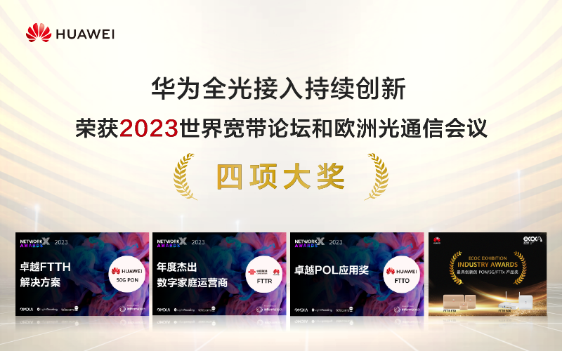 华为荣获2023世界宽带论坛和欧洲光通信会议四项大奖
